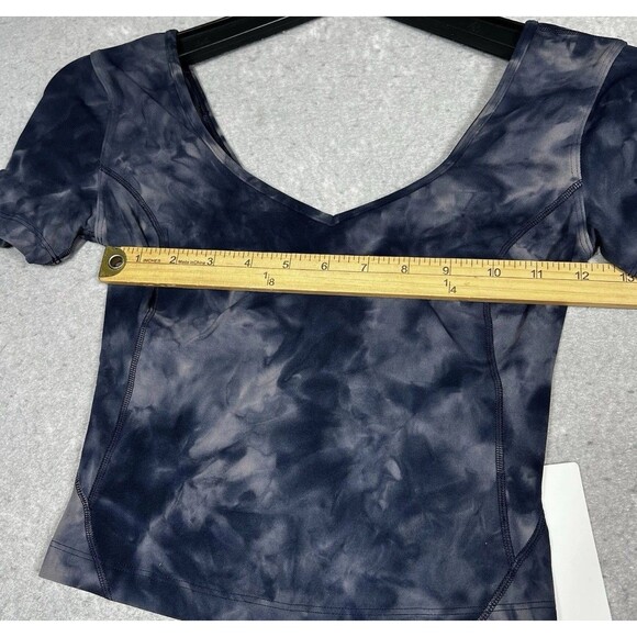 Lululemon Align Tee Size 2 Navy Blue Tie Dye Shirt Short Sleeve $74 NWT Active - Picture 7 of 9